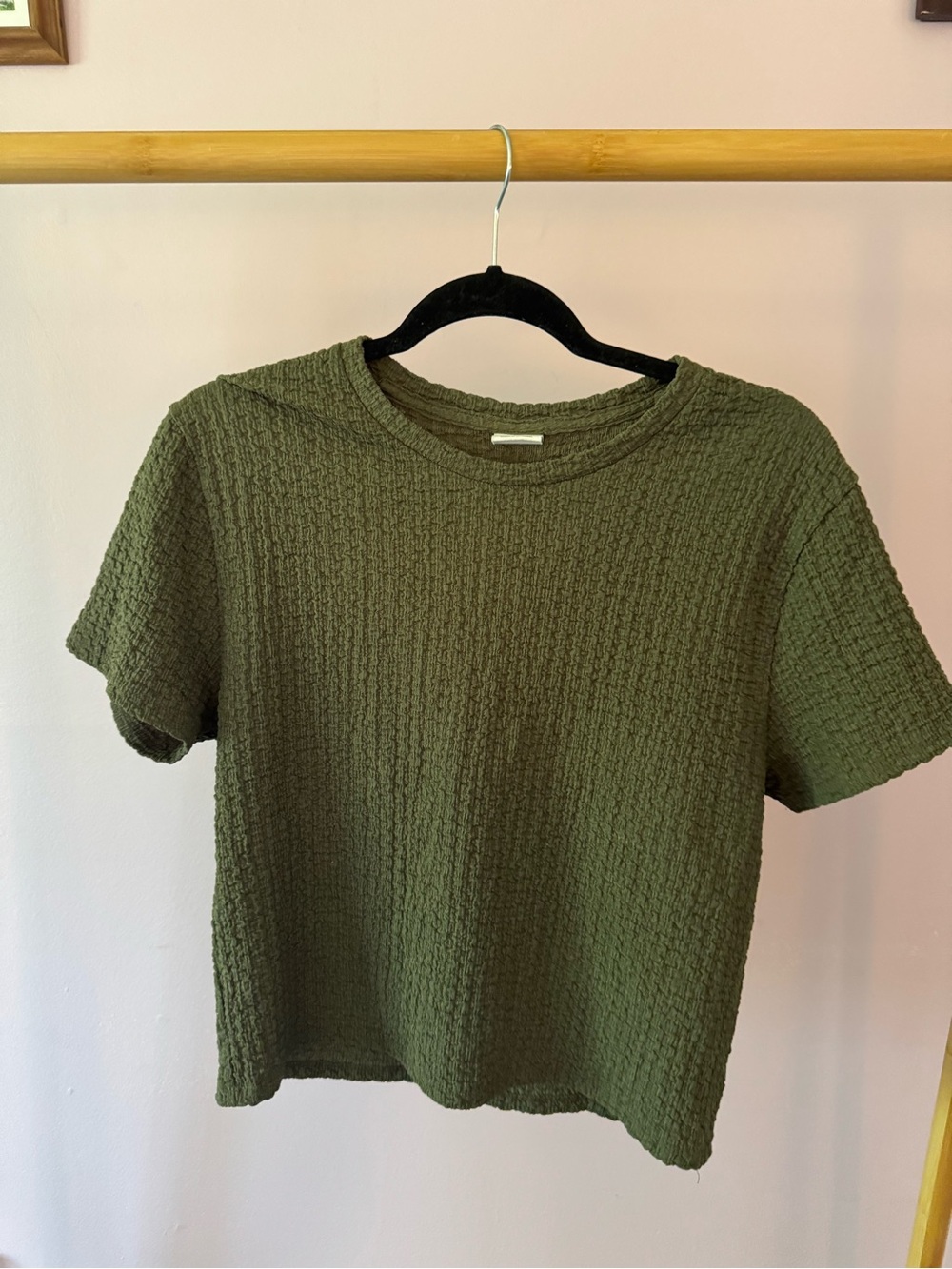Abercrombie & Fitch Olive Waffle-Knit Short Sleeve Tee